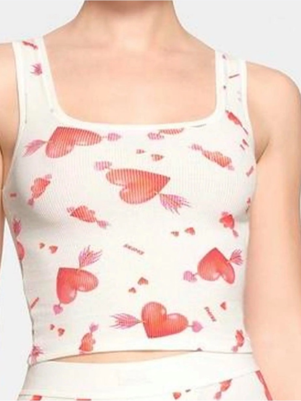 Skims Valentine’s Day Heart Print Ribbed Sleeveless Tank Top Women’s Small